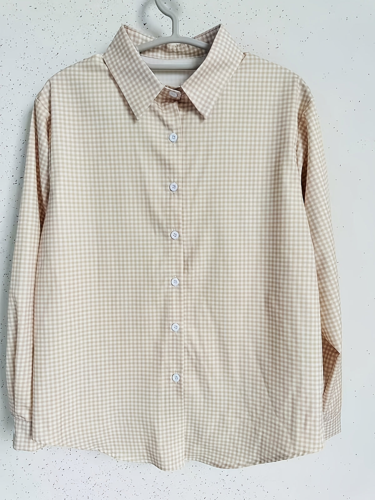 Elegant Special Edition Women'S Printed Shirt - Long Sleeve Button-Up, Classic Collar, Suitable for Office, Commute, Or Formal Events, Office Wear, Exquisite Casual - Khaki