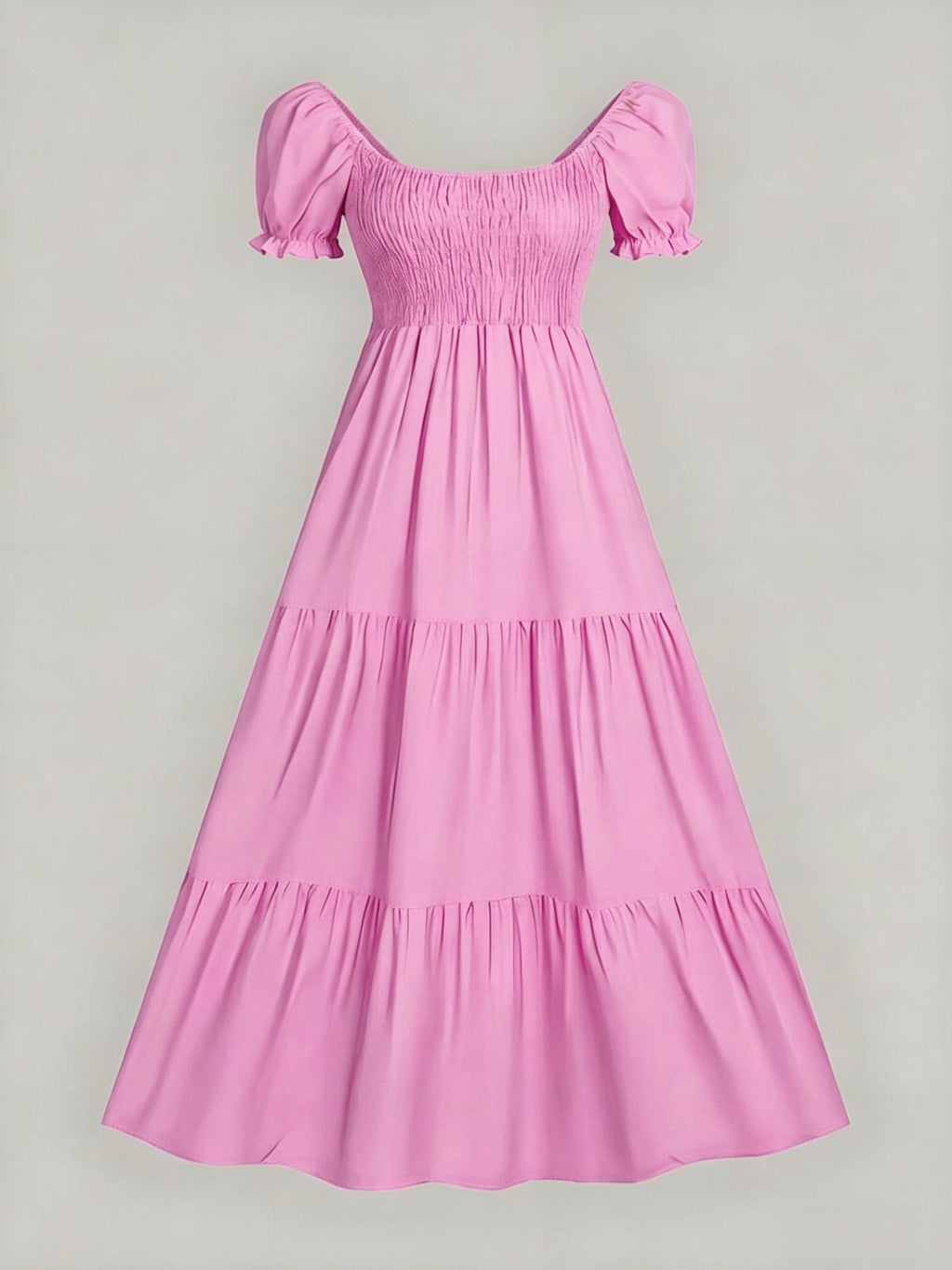 Four-Season Suitable Dress, Y2K Women's New Solid Color Square Neck Tie-Back Long Dress, Suitable for Streetwear, Commuting, Parties, Social Events, Vacations, Christmas, New Year, Valentine's Day, Women's New Clothing M186 - Pink