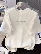 Niche Cute Letter Print Short Sleeve T-Shirt, Casual Short Sleeve - Fabric, Perfect Summer Choice Comfortable Women'S Fashion - Soft And Breathable, Daily Casual Wear - White