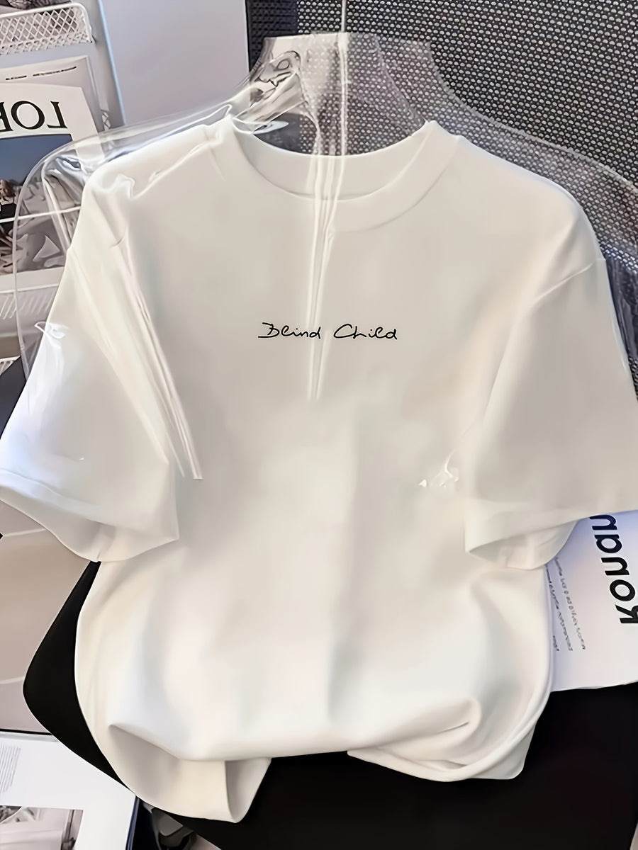 Niche Cute Letter Print Short Sleeve T-Shirt, Casual Short Sleeve - Fabric, Perfect Summer Choice Comfortable Women'S Fashion - Soft And Breathable, Daily Casual Wear - White