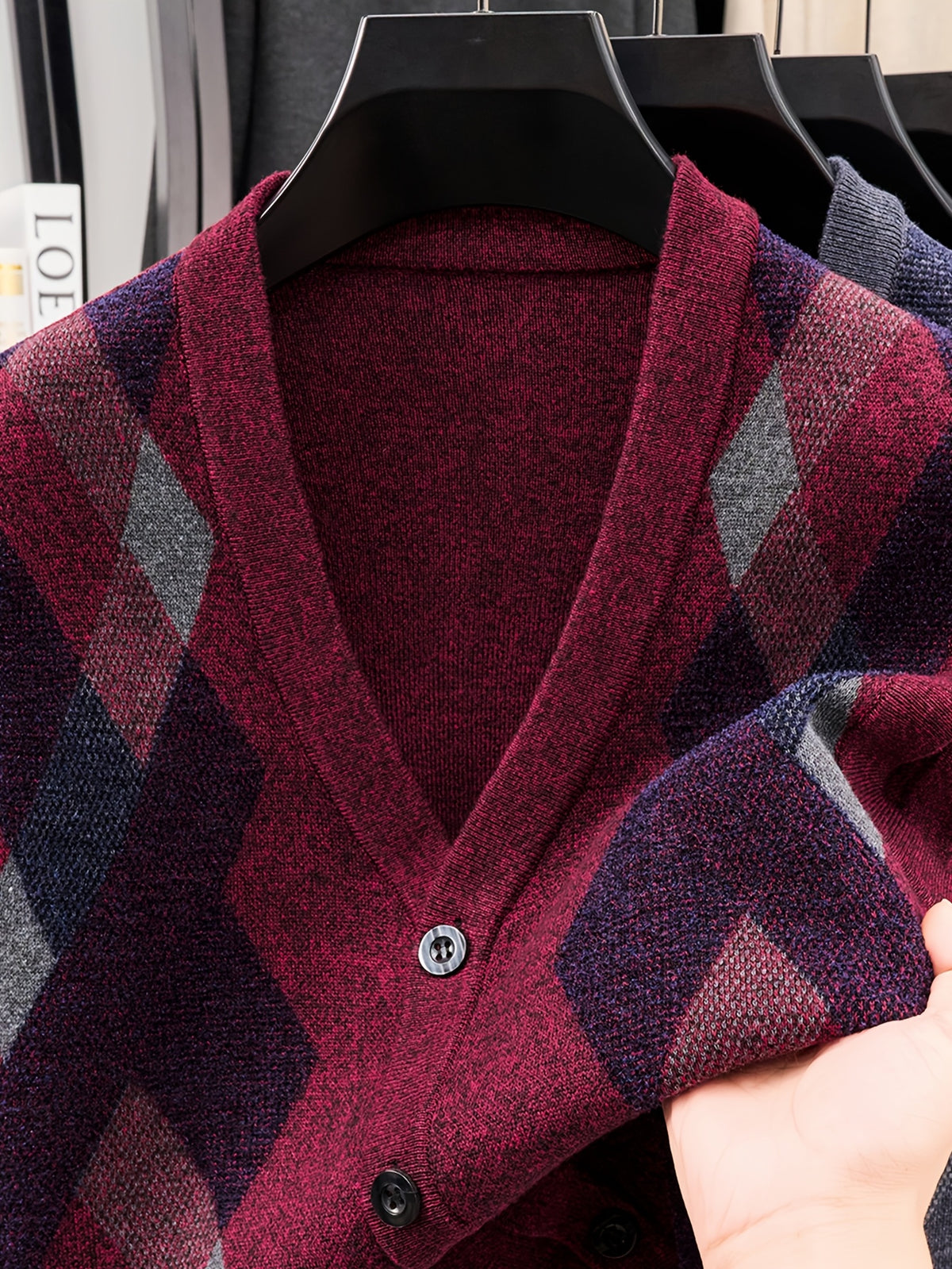 Men's Business Casual Button-Up Knit Sweater Vest - Red