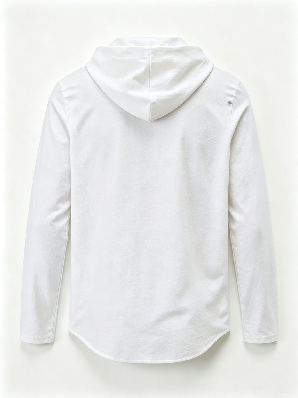Men's Fashion Hoodie, Linen Long Sleeve Hooded Top Shirt, Henley Shirt, Linen Texture Hooded Henley Long Sleeve Shirt for Men, Half-Zip Wood Button Drawstring Hoodie, Vacation Style Loose Fit with Roll-Up Sleeves, Casual Top, 2pcs Set - White*2