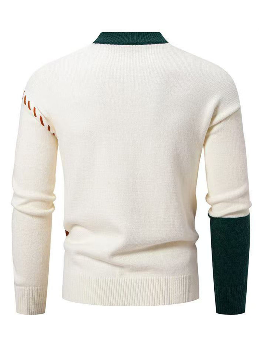 Men'S Color-Blocked Round Neck Sweater, Trendy And Relaxed Style, Warm Knitted Top for Casual Wear - Yellow-green