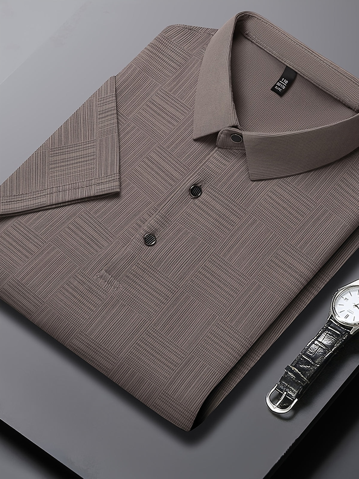 3pcs Set Upon Arrival, Men'S Summer Quick-Drying Breathable Polo Shirt, Commute Lapel Casual Top - Dark Gray