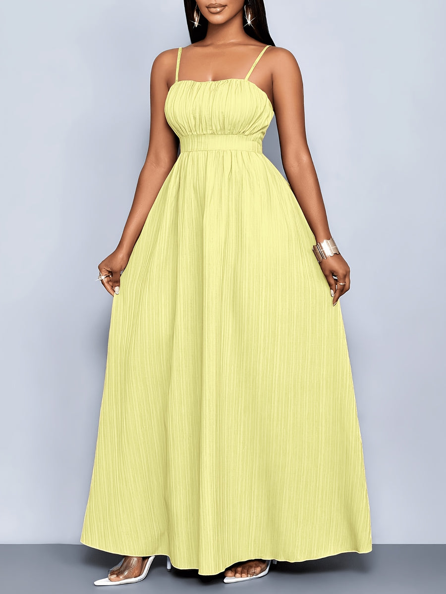 Women's Boho Summer Beach Backless Vacation Maxi DressFlowing Elegant Gown Tropical Dresses for WomenSuitable for Vacation - 【Light Yellow】