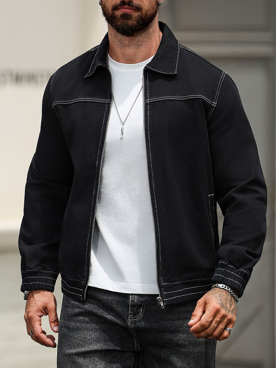 Men's Fashion Denim Jacket - Black