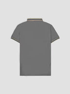 Men'S Fashion Casual Polo Shirt Short Sleeve with Chest Pocket Striped Collar Cuff Design Trendy Street Style for Adults Men Daily Wear - Grey