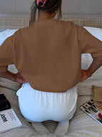 Fashion Print Round Neck Short Sleeve T-Shirt, Spring/Summer Casual Short Sleeve Top, Women's Clothing - Coffee Brown