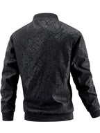 New Spring/Autumn Norwegian Print Zipper Cardigan Jacket for Men, Full-Print Loose Fit Sport Baseball Jacket, Men's Fashion Versatile Outerwear - Black