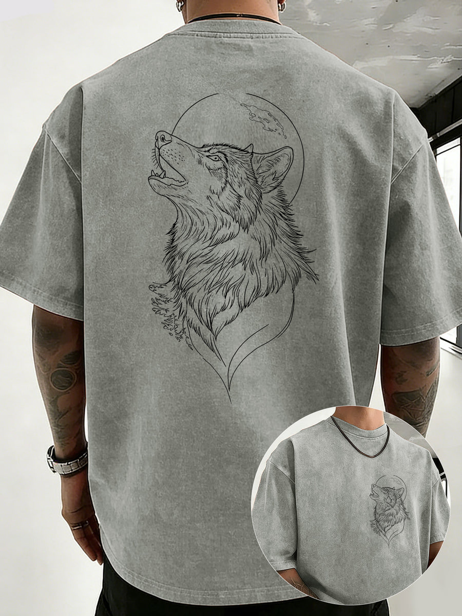 Drop Shoulder Vintage Washed T-Shirt Fashionable Crowd Exclusive Casual Comfortable High Quality Pure Short Sleeve Streetwear Essential Top - Grey