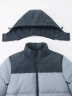 New Men'S Fall Winter Thick Corduroy Jacket Casual Warm Coat - Hooded Jacket, Removable Hood, Warm Winter Overcoat, Suitable for Casual And Formal Occasions, Easy Care Hand Wash Design, Winter Dress, Durable Material - Blue