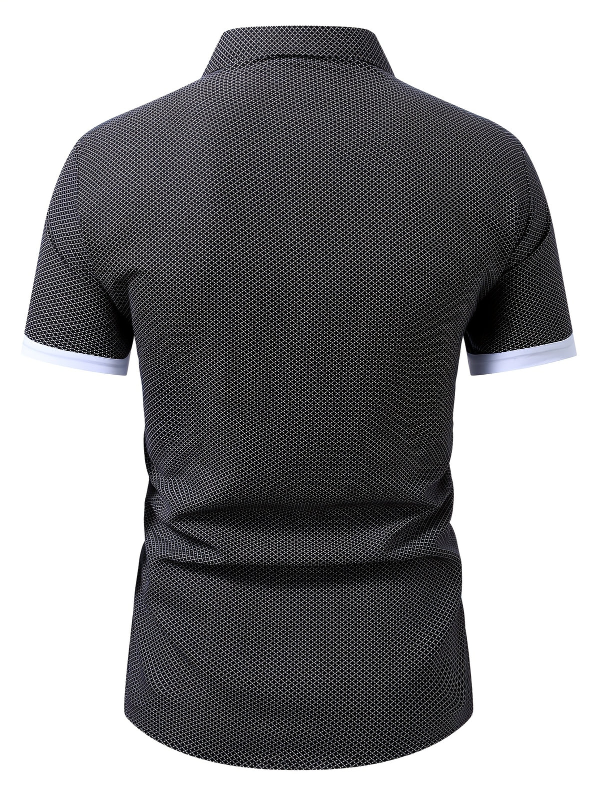 Old Money Outfits Men'S Black Micro Grid Check Contrast White Cuff Short Sleeve Shirt, Cool Wrinkle Resistant Quick Dry Fabric, Lightweight Breathable Casual Top for Summer Office, Daily Street & Vacation - Black