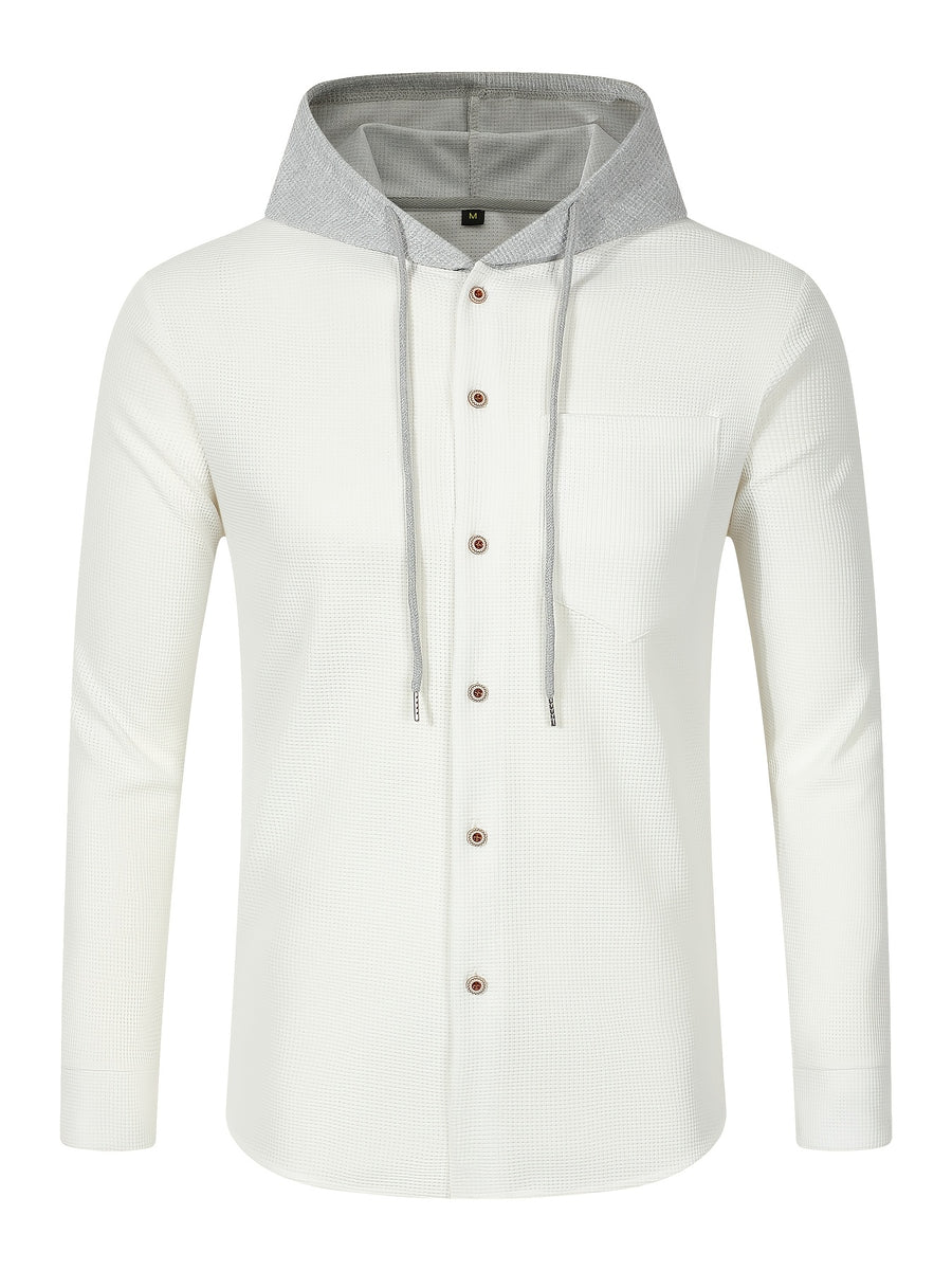 New Casual High-Quality Solid Color Outerwear Shirt Fashion Jacket - Soft, Breathable, Long Sleeve, Button-Up, Chic Design - Perfect for Spring, Autumn, Daily Wear, Outdoors - White