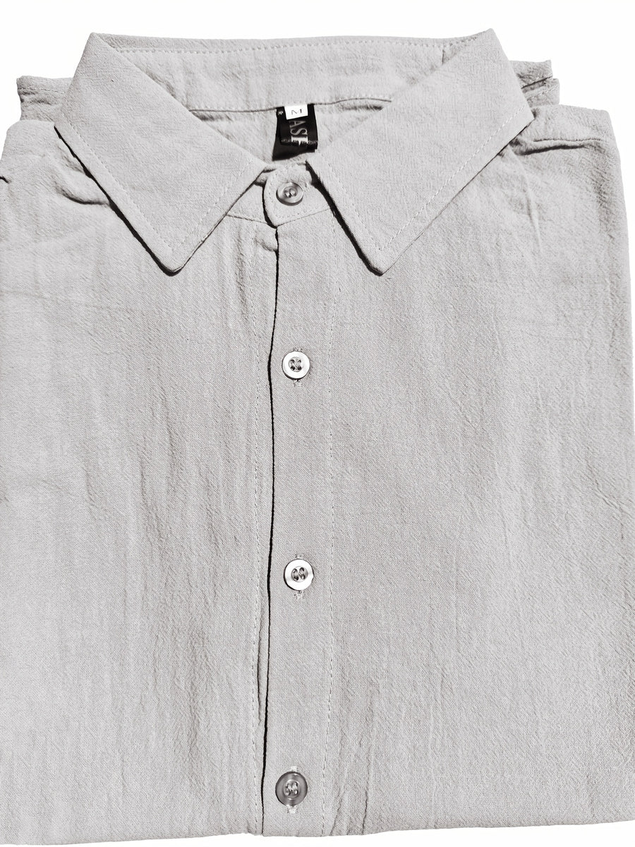 Casual Men's Pure-color Long-sleeved Shirt, a Classic and Versatile Button-up Cardigan, Skin-friendly, Breathable, and of Good Texture. Available in Multiple Colors, It Is the First Choice for Daily Commuting, Shopping, and Going Out. - Grey