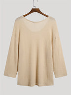 INCERUN Mens Traditional East Asian Long-Sleeve T-Shirt V-Neck Loose Fit Tops Party T-Shirt Tops - Apricot