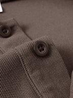 GC2-3510# A New Long-Sleeve Polo Shirt for The Autumn And Season Featuring a Minimalist Mountain Pattern Print. It Boasts a Classic And Mature Design with a High-Quality Feel. The Collared Top Is Made from Comfortable And Breathable Fabric That Is W - Coffee Brown