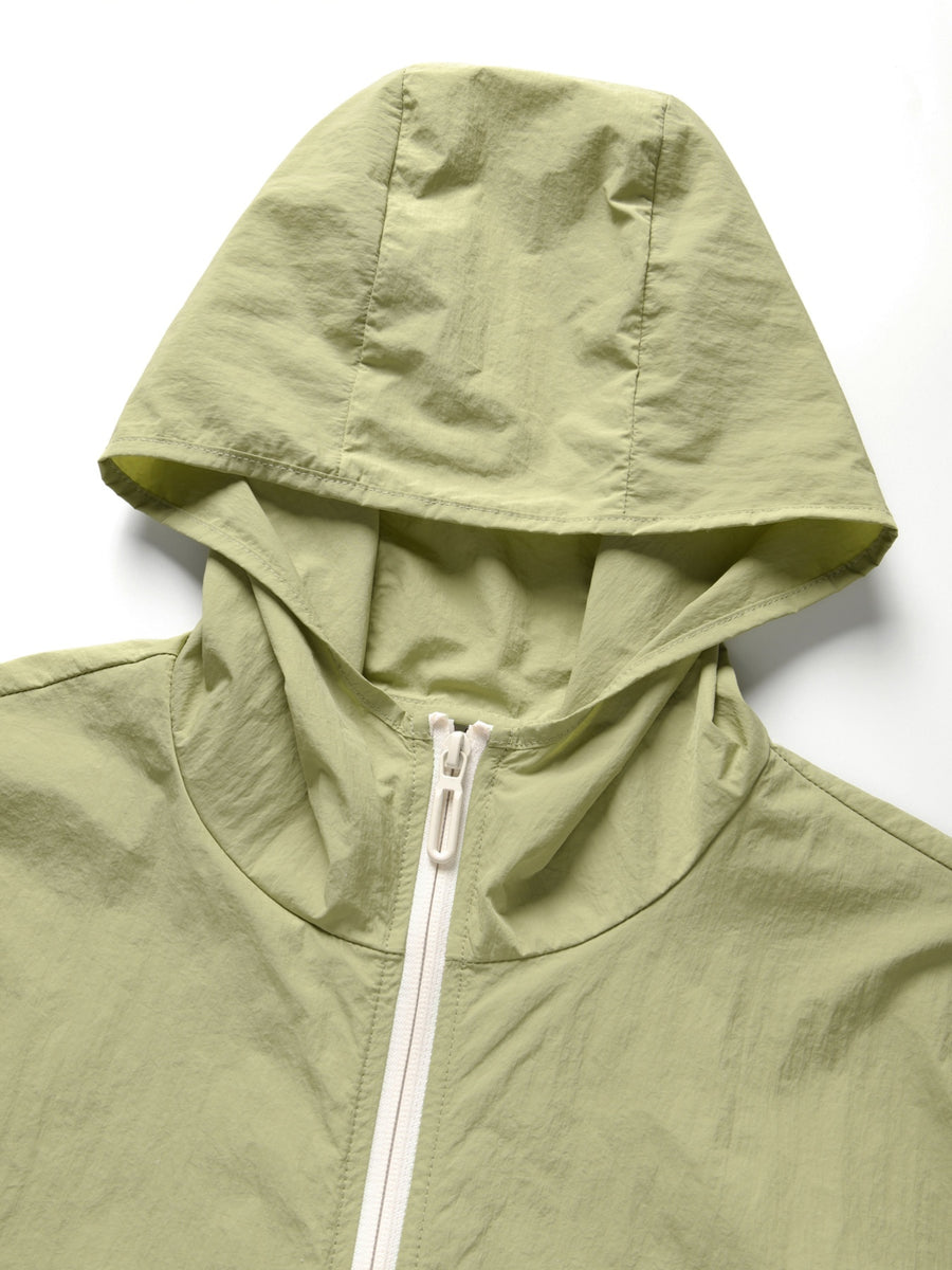 Men's Weiguo Flag Print Lightweight Summer Skin Undershirt, Breathable Lightweight Hooded Jacket, Available in Four Colors, Suitable for Hiking, Running, Traveling, Fishing, Cycling, and Other Scenarios - fern green