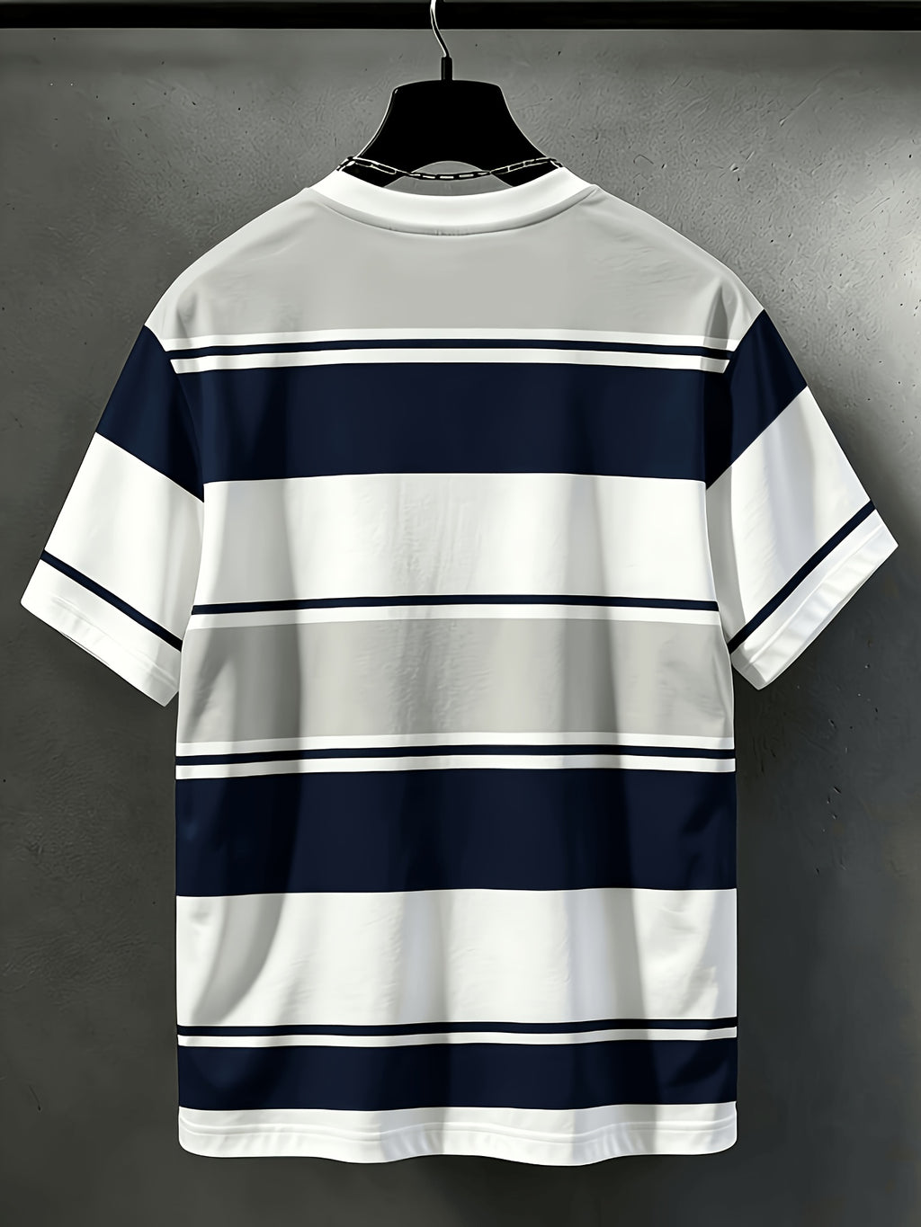Men'S Casual Round Neck T-Shirt, Geometric Pattern Patchwork Striped Design, Drapey Fashion Top, All-Season Wear, Breathable Regular Fit for Casual And Formal Outfits - Round Neck Casual Top, Comfortable Wear, Gift for Teens And Adults - Mixed colors