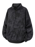 Men'S Colorblock Stand-Up Collar Sweatshirt - Soft And Warm Loose Jacket Style Pullover with Pocket Logo, Spring Autumn Casual Coat, Multi-Functional Casual Wear Apparel - Black