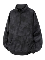 Men'S Colorblock Stand-Up Collar Sweatshirt - Soft And Warm Loose Jacket Style Pullover with Pocket Logo, Spring Autumn Casual Coat, Multi-Functional Casual Wear Apparel - Black