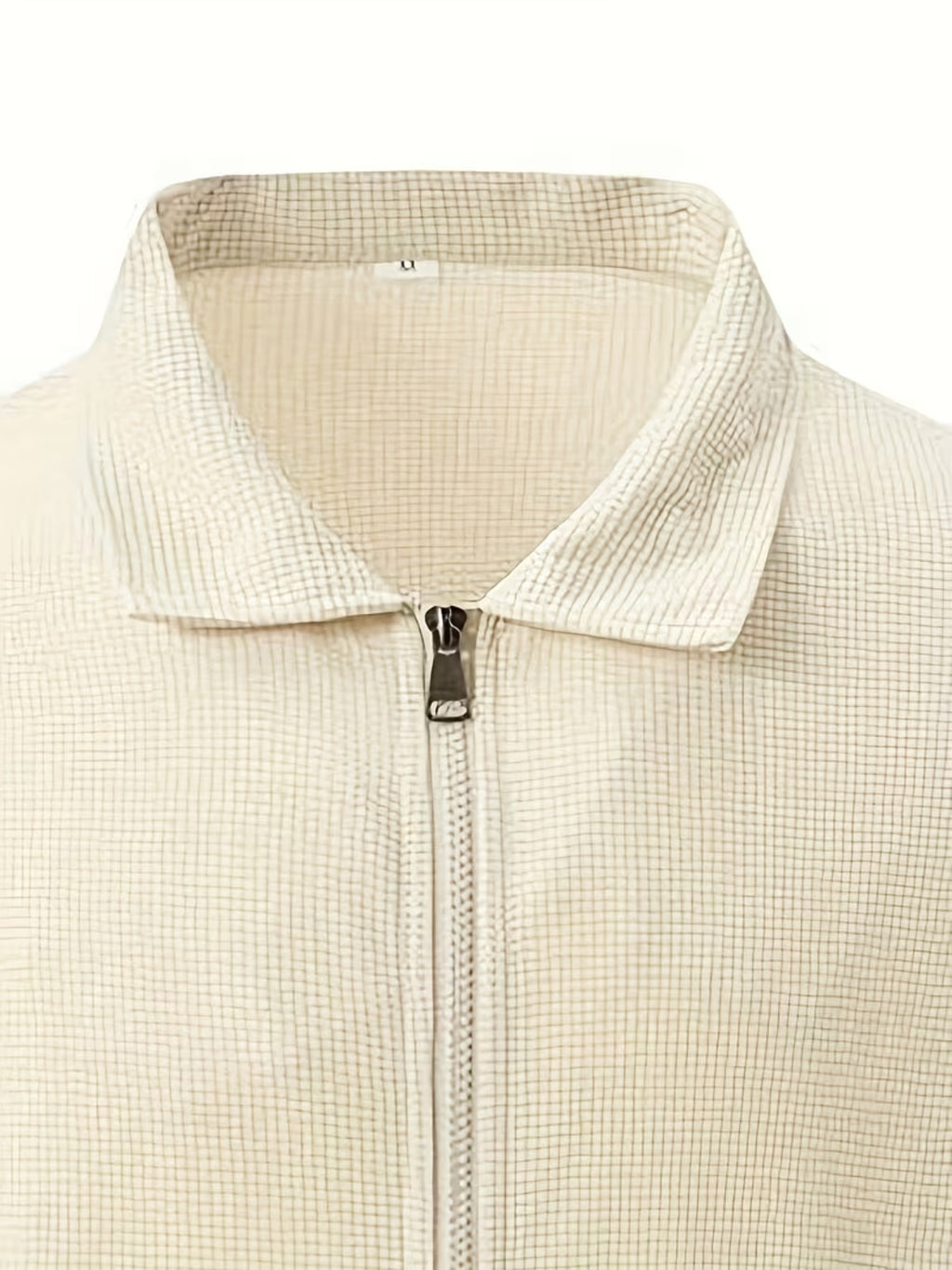Men'S Waffle Texture Lapel Jacket - Minimalist Letter Print - Premium Texture And Layered Feel - Soft, Breathable, Comfortable, Versatile - Functional Pockets for Storage - Ideal for Business Commute, Casual Wear, And Travel - Khaki 1