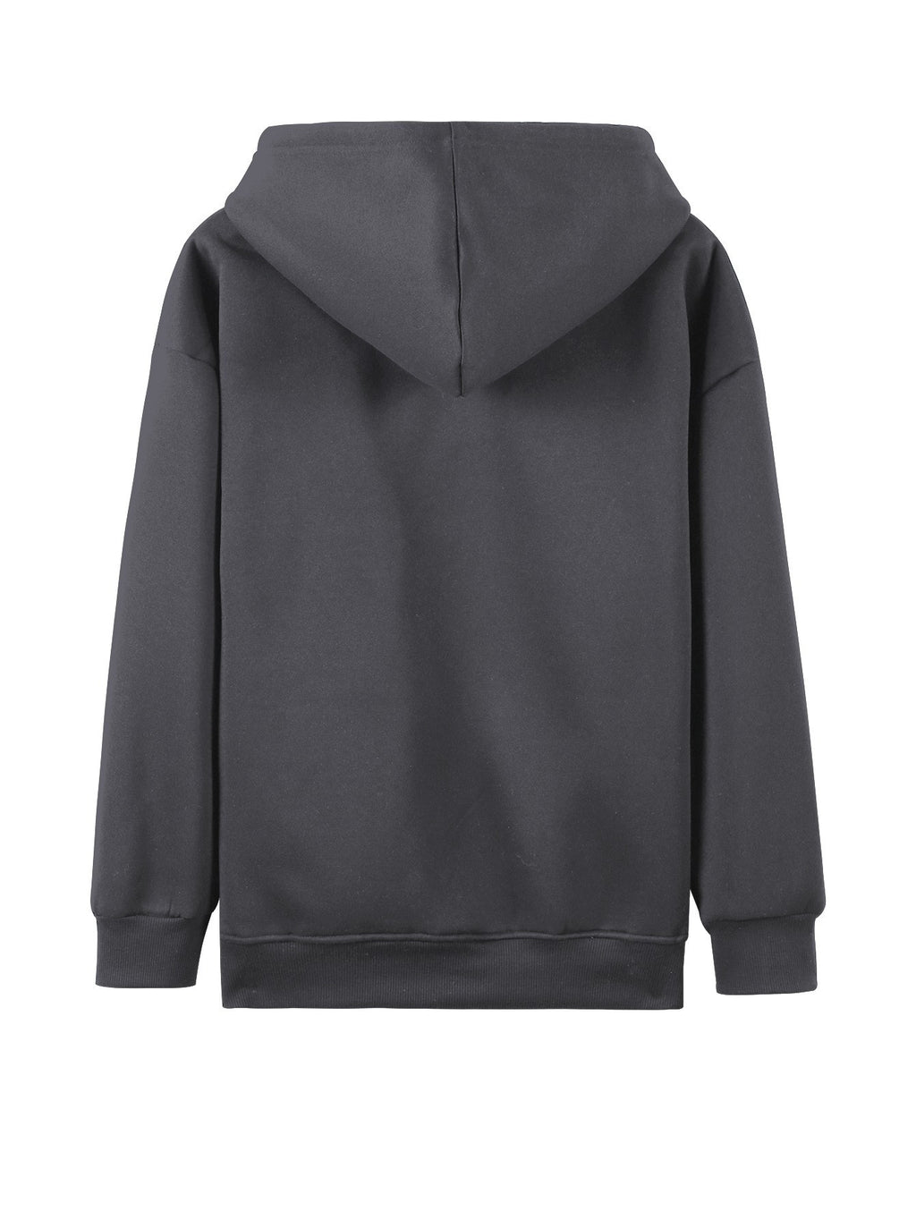Plus Size - Plus Size - Plus Size Women'S Casual Autumn And Winter Letter Print Sweatshirt, Long Sleeve Pocket Hooded Zip Jacket, Women'S, Hoodie - Dark Gray