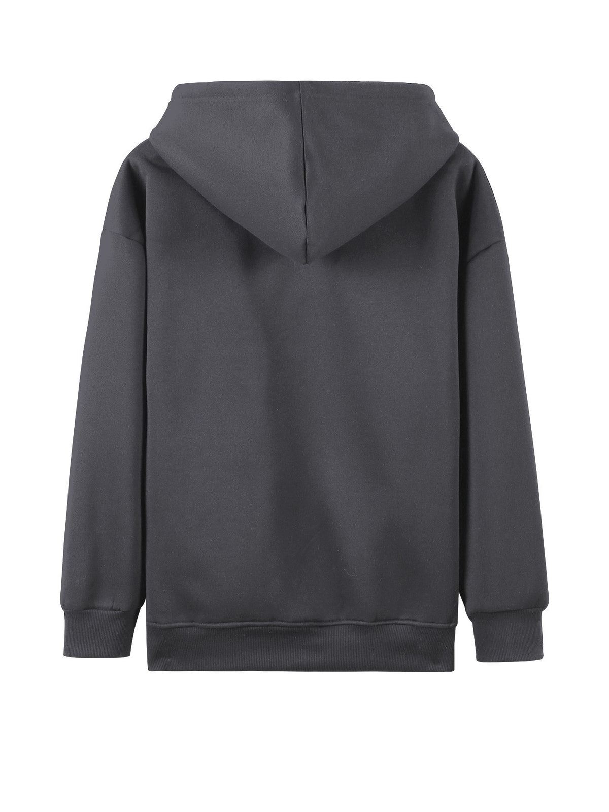 Plus Size - Plus Size - Plus Size Women'S Casual Autumn And Winter Letter Print Sweatshirt, Long Sleeve Pocket Hooded Zip Jacket, Women'S, Hoodie - Dark Gray