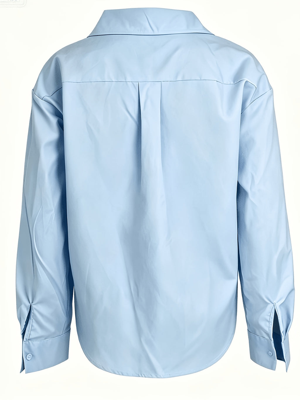 2026 Spring New Large Button Shirt Women'S Loose Silhouette Flattering French Commute Temperament Long Sleeve Shirt Versatile Design Top - Light Blue