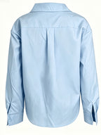 2026 Spring New Large Button Shirt Women'S Loose Silhouette Flattering French Commute Temperament Long Sleeve Shirt Versatile Design Top - Light Blue