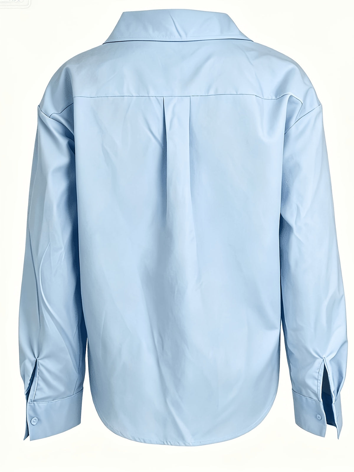 2026 Spring New Large Button Shirt Women'S Loose Silhouette Flattering French Commute Temperament Long Sleeve Shirt Versatile Design Top - Light Blue