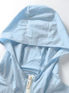 Men's Weiguo Flag Print Lightweight Summer Skin Undershirt, Breathable Lightweight Hooded Jacket, Available in Four Colors, Suitable for Hiking, Running, Traveling, Fishing, Cycling, and Other Scenarios - Light Blue