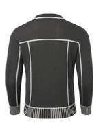 Men'S Casual Knit Cardigan, Fall Winter New Fashion Line Design Cardigan Sweater - Dark Gray