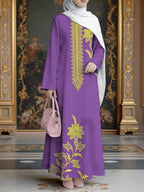Women'S Middle Eastern Style Muslim Elegant Robe Dress, Suitable for Malaysian Dress, Middle Eastern Dubai Retro Style Long Skirt, Loose Hip-Covering Cut, Suitable for Banquets, Prayer, Visiting Friends, Stiff And Flowing Non- Craft - Mixed colors