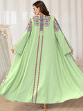 Middle East Dubai Muslim Abaya Robe Women'S Fashion Floral Print Loose Long Cardigan Elegant Outerwear - Mixed colors