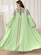 Middle East Dubai Muslim Abaya Robe Women'S Fashion Floral Print Loose Long Cardigan Elegant Outerwear - Mixed colors