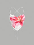 Floral Cami Mesh Top Women'S Summer Outfit [NS702] - White