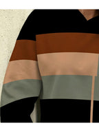 [Printed Design - Not Textured] Women'S Fashionable Hoodie, Contrasting Geometric Lines, Mixed Colors, Available in Various Sizes, Suitable for Daily And Outdoor Wear, Easy Abstract Design/Long-Sleeve And Sweatshirt/Casual Fit/ - Mixed colors