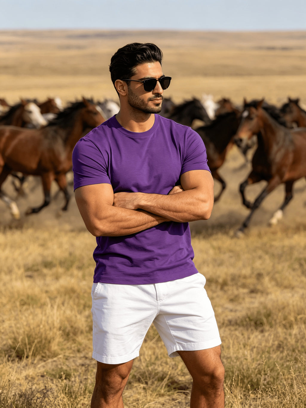 Fashion Athletic Men'S T-Shirt, Spring Summer New Style, Casual Versatile, Comfortable Breathable Lightweight, Trendy Slim Fit, Soft Skin-Friendly Fabric, Individual Premium - Purple