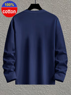 2pcs Set, 100%, Spring/Autumn Long Sleeve Men'S T-Shirt, Easy Fashion Pattern, Round Neck Base Layer, Easy Fashion Fit, Casual Outing Essential, Machine Washable - Mix colors 11