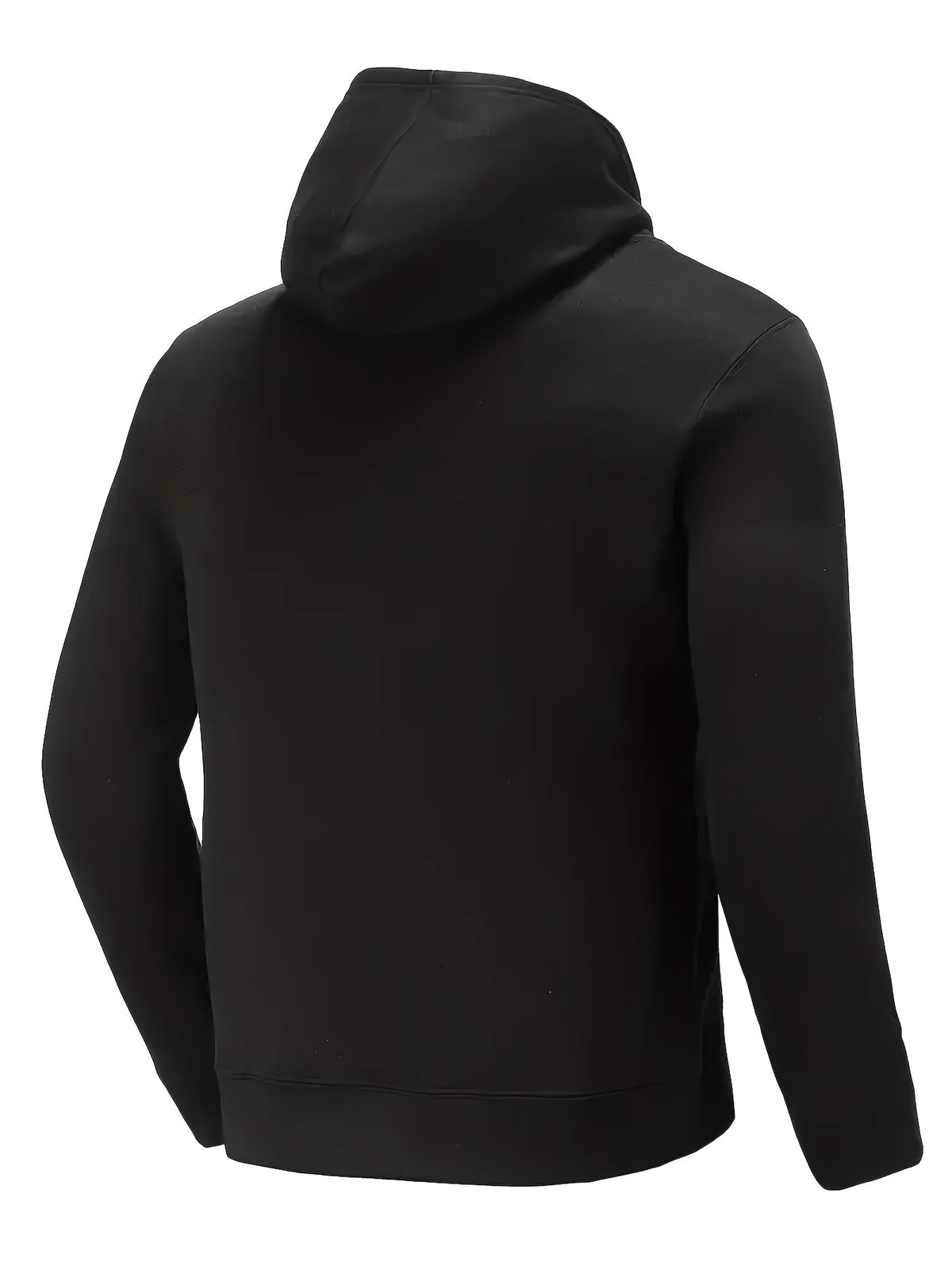 Solid Color Hooded Sweatshirt for Men, Sporty Casual Pullover, Solid Color Long-Sleeve Jacket, Simple and Versatile Warm Top - Black