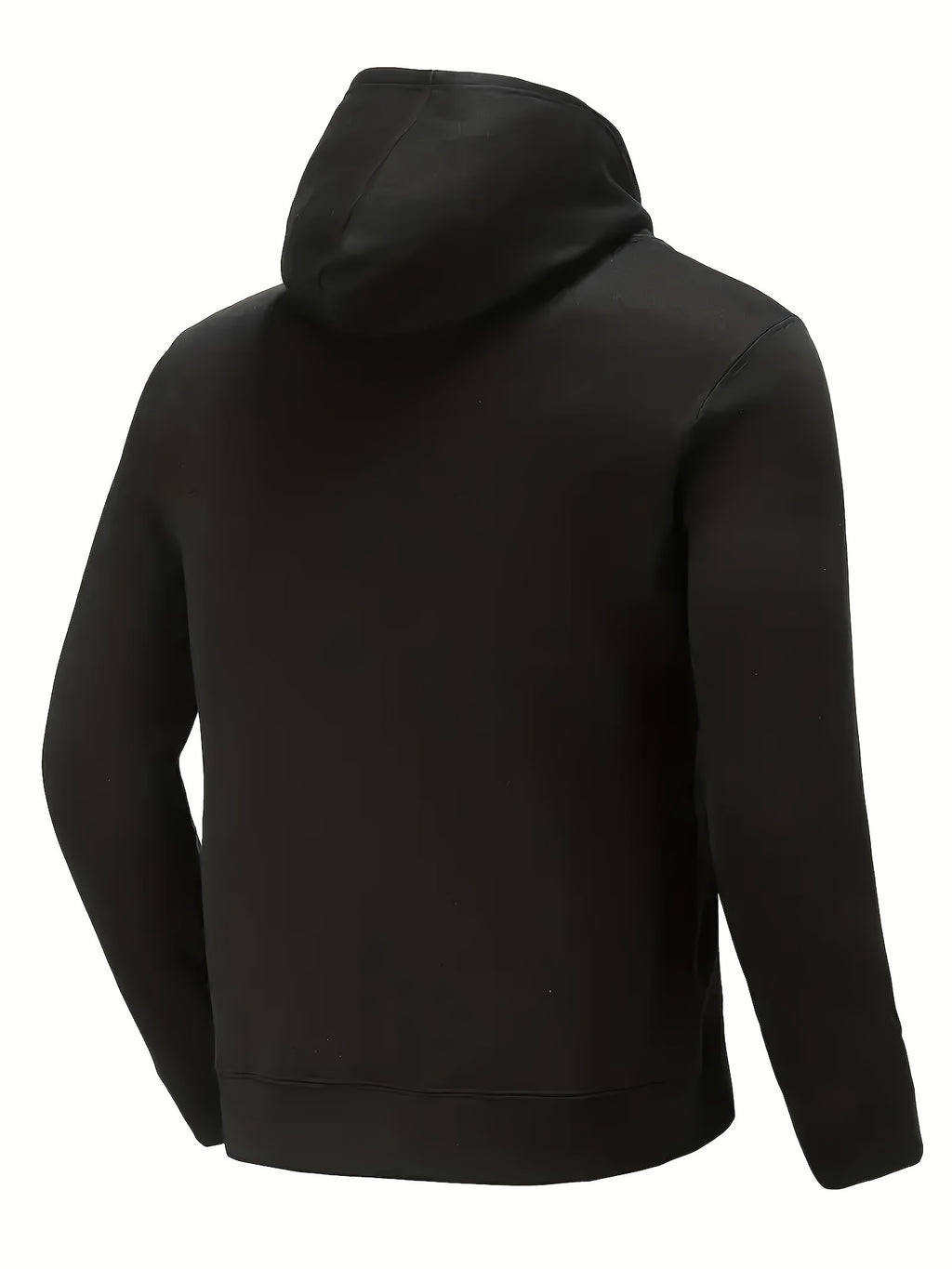 Men's Solid Color Hooded Sweatshirt, Spring/Autumn Loose Fit with Kangaroo Pocket and Drawstring, Pullover Hoodie for Daily Casual Wear, Long Sleeve Sport Top - Black