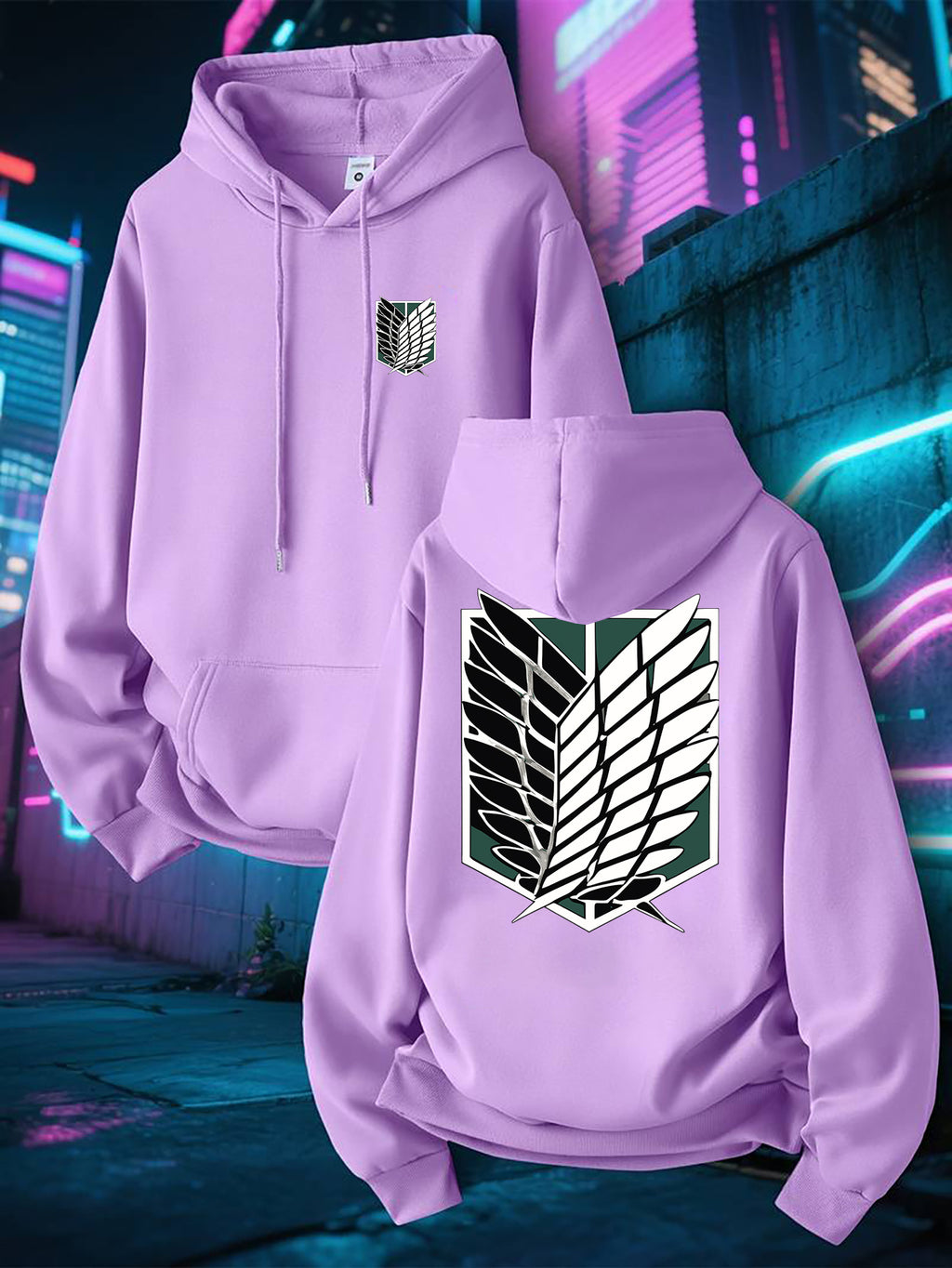 Men's New Trendy Spring/Autumn Hoodie, Casual Daily Comfortable Versatile Drawstring Hooded Sweatshirt, Creative Design, Printed, Front Kangaroo Pocket, Men's Top - Light Violet