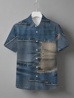 Men's Summer Short-Sleeve Shirt, Hawaiian Style, Digital Print, Youthful Beach Casual, Men's Top - Mixed colors