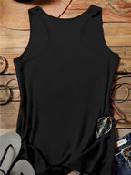 Arabic Numeral & '30' Letter Print Vest - All-Over Base Layer Suitable for Travel,, Outdoor | Machine Washable Sleeveless Top with Number | Casual Round Neck Wear for Streetwear and Year-Round Use - Black