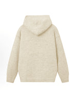 Retro Solid Color Single Button Hooded Cardigan Sweater, Loose Casual Style Versatile Outerwear Knit Top - Ivory White