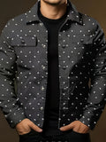 2025 New Spring/Autumn Men'S Gray Base Star Pattern Jacket, Textured And Individual, Street Outing And Trendy Gatherings, Easily Mastering Retro Trendy Man Style - jks749
