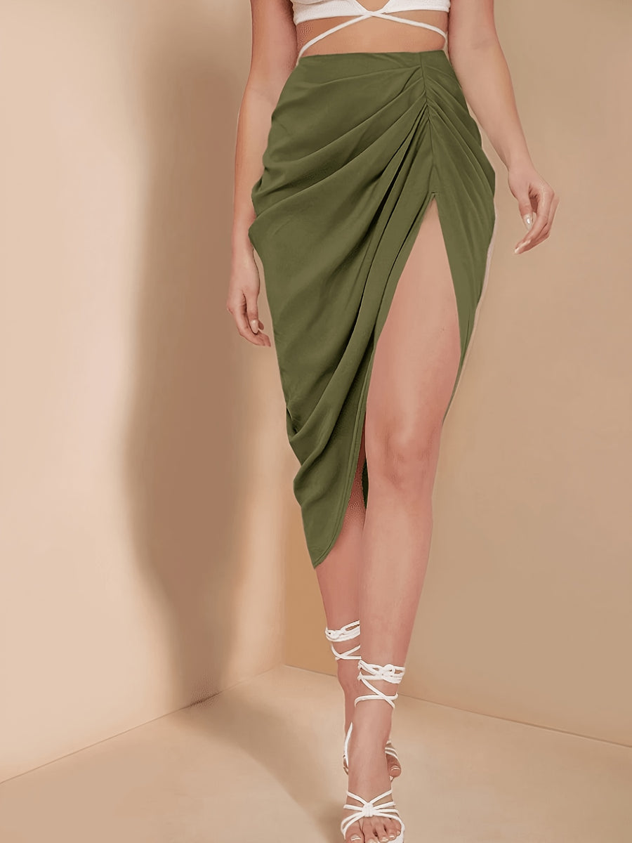 Women'S Elegant, Grand, Fashionable, And Versatile Casual Skirt - Dark Green