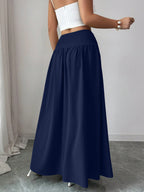 Women'S Casual Pleated Solid Color Skirt, Romantic Holiday Style, Elegant Design, Versatile Fashion, Ideal Choice for Women in Back-To- Season, Spring And Summer - Navy Color