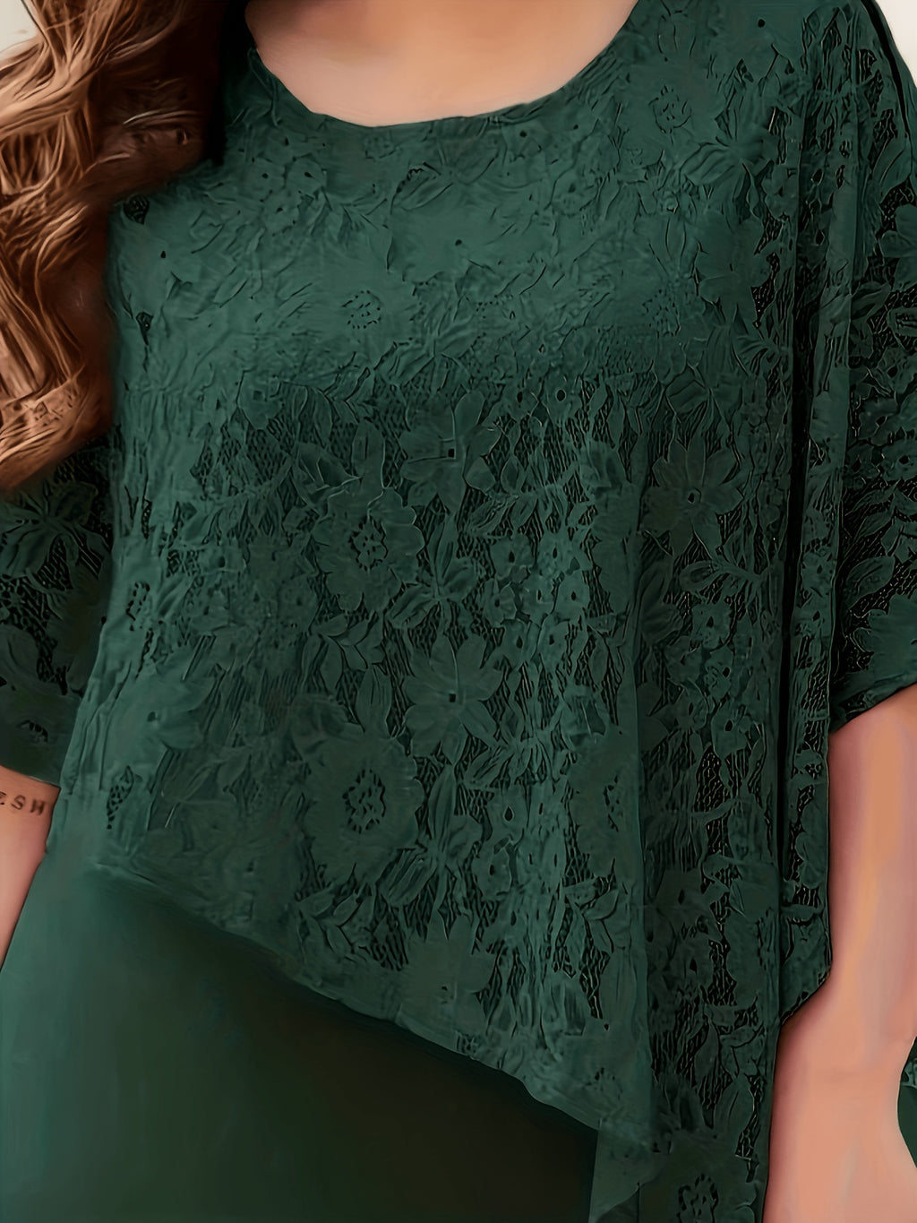 Elegant Solid Color Round Neck Short Sleeve High-Waist A-Line Dress, Suitable for Work, Casual, and Parties, a Versatile Bridesmaid Dress with a Graceful Attitude - Green