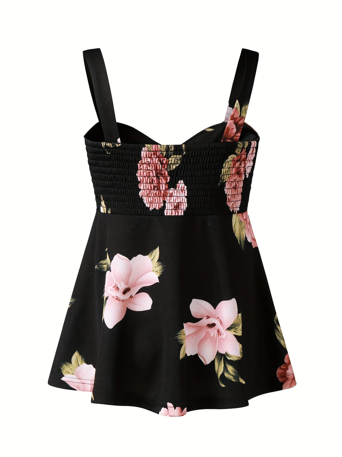 Elegant Print Elastic Suspender Tie Bow Vest Top - Black